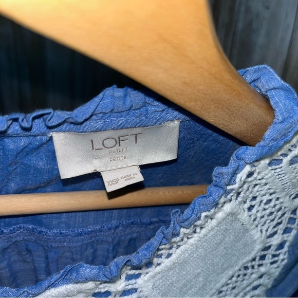 Loft Chambray Ruffle Sleeve Blouse - Picture 5 of 5